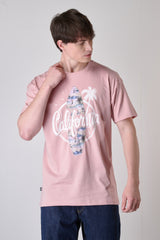 T-SHIRT ROSA CIPRIA CALIFORNIA CON INSERTO IN TESSUTO RICAMATO