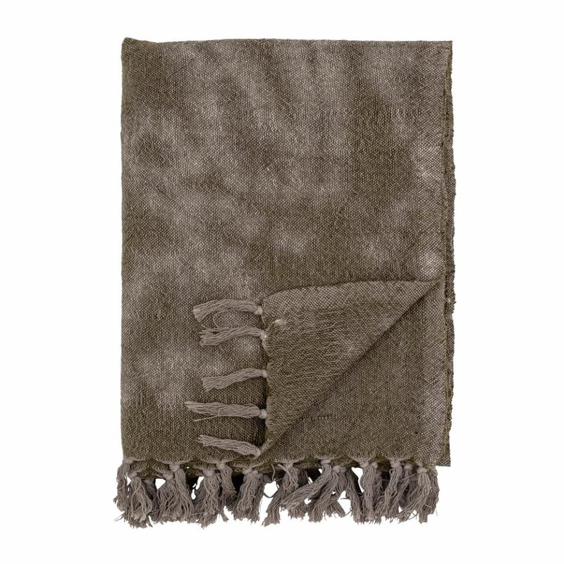 PLAID GINGER THROW GRREN WHOOL