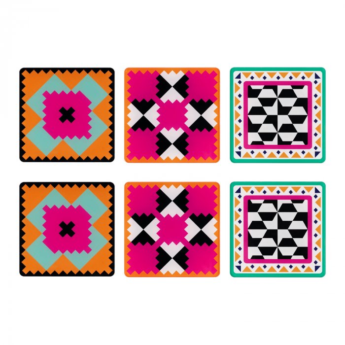 DECOR SET 6 SOTTOBICCHIERE QUADRATO ETHNIC