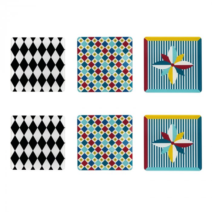 DECOR SET 6 SOTTOBICCHIERE QUADRATO FOULARD