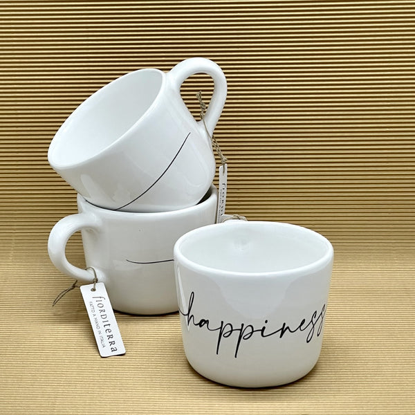 TAZZA DA COLAZIONE CALLIGRAFA HAPPINESS