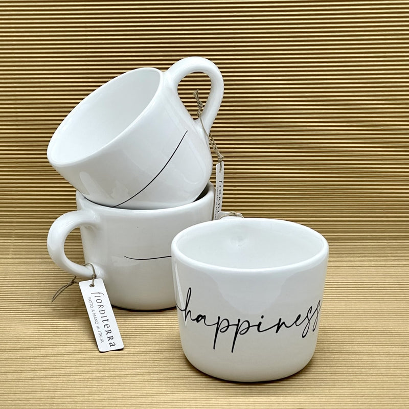 TAZZA DA COLAZIONE CALLIGRAFA HAPPINESS