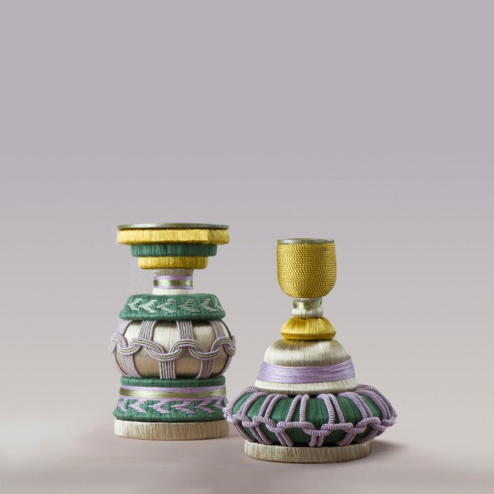 CANDELABRO ARTIGIANALE MIHO 4 IN PASSAMANERIA MATCHY - MATCHY