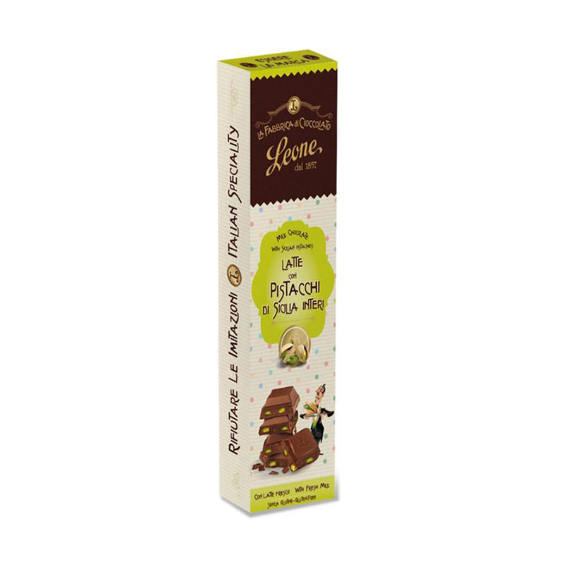 BARRETTA CIOCCOLATO AL LATTE CON PISTACCHI LEONE